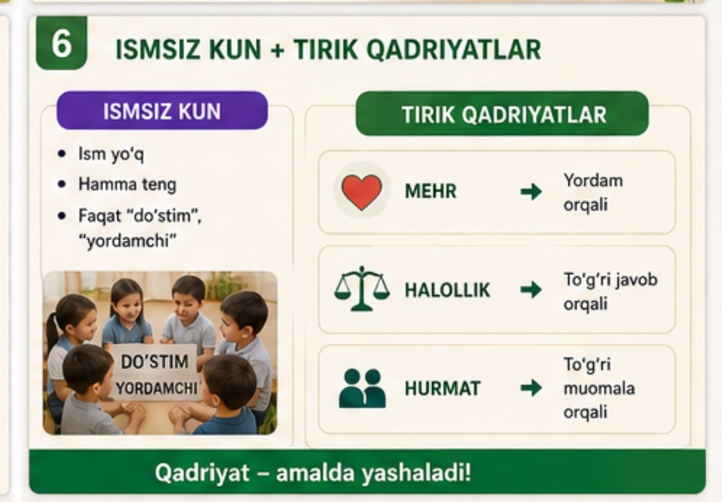 Ismsiz Kun + Tirik Qadriyatlar